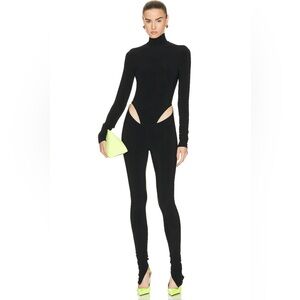 NWOT LaQuan Smith Turtleneck Jumpsuit With Cut Out Hip Detail Black Size Large